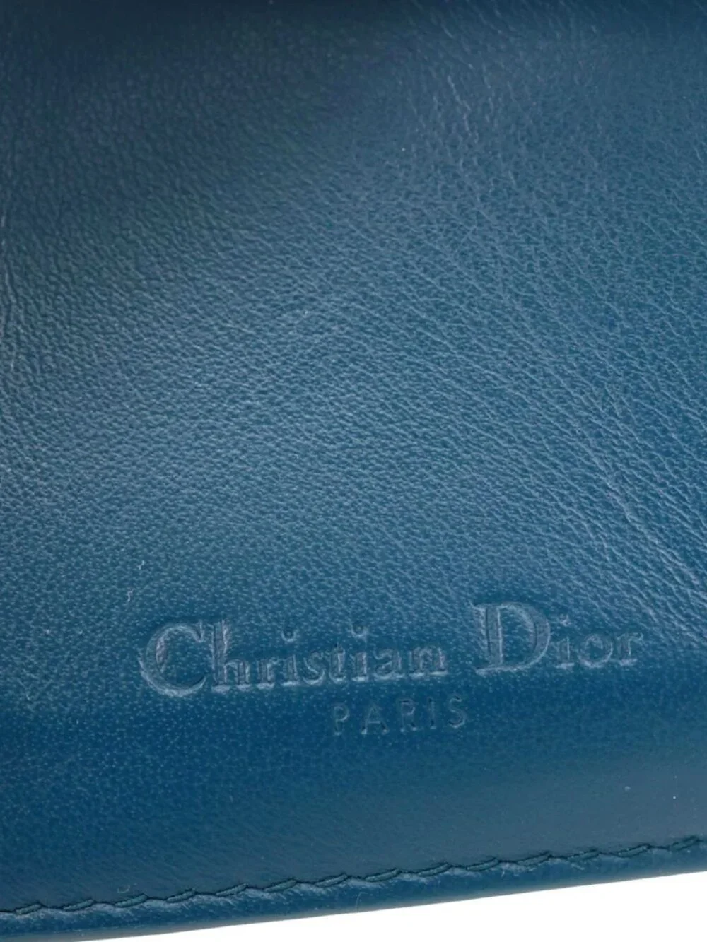 Christian Dior  Lady Dior Lotus Cannage Patent Leather Wallet Blue